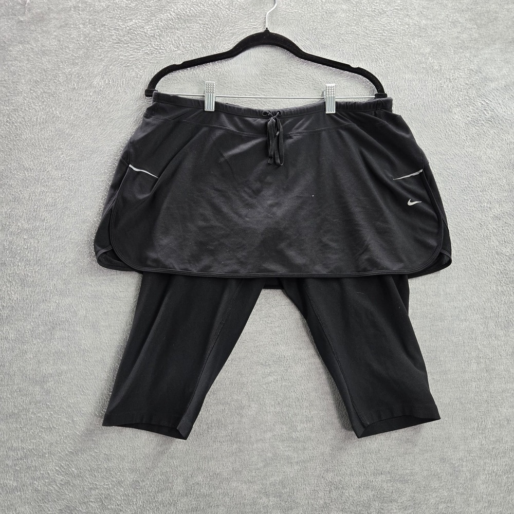 Nike Men Activewear Pants‎ XL Black Skort Running Legging Dri-Fit Logo